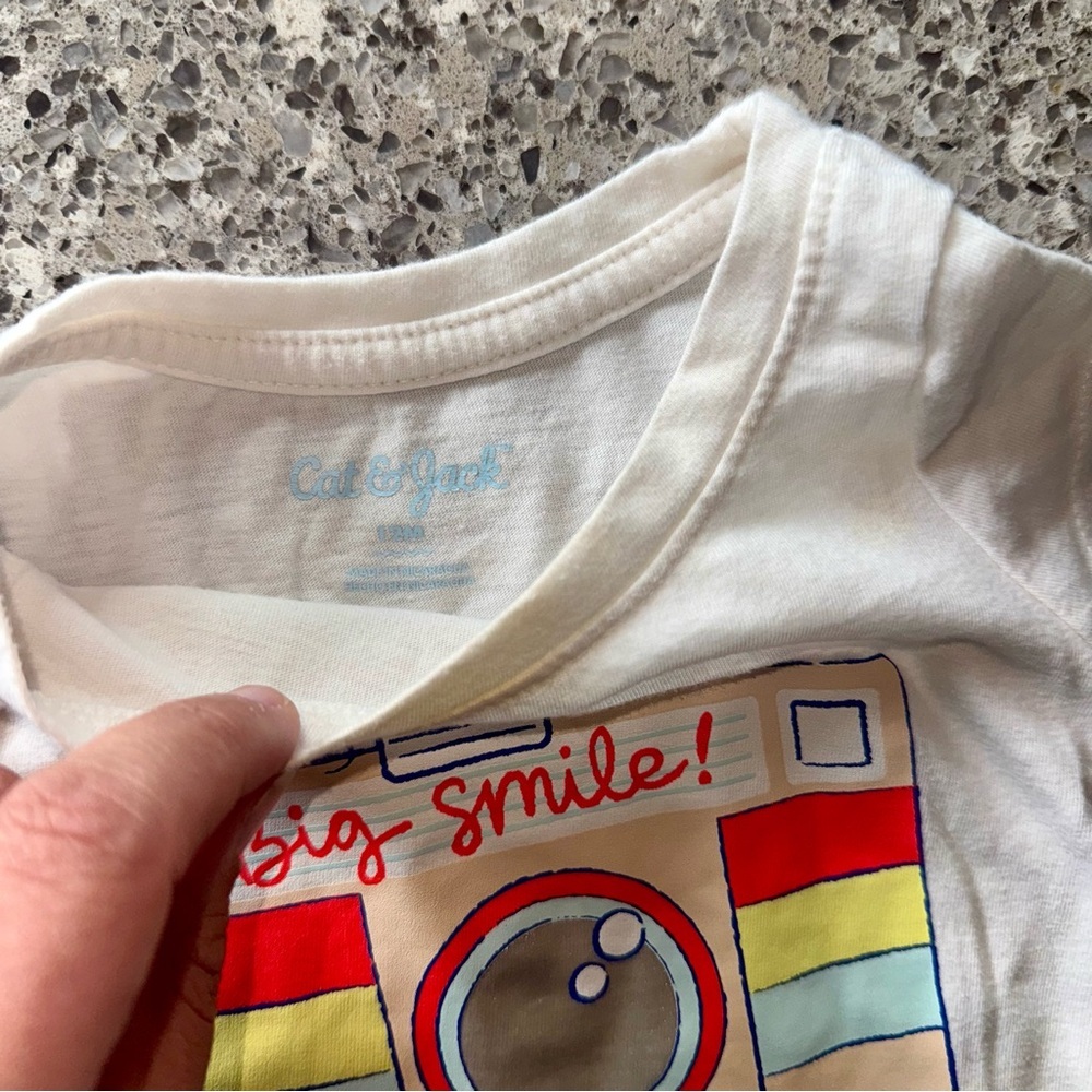 Cat & Jack Colorful Camera Graphic Tee & Denim Shorts l Girl's Size 12M - Picture 4 of 7